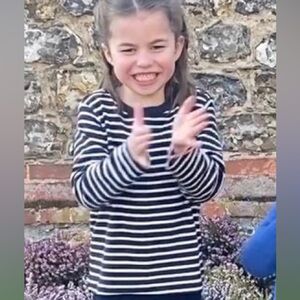 ASO Princess Charlotte JoJo Maman Bebe Navy & White Stripe Long Sleeve Shirt 3/4